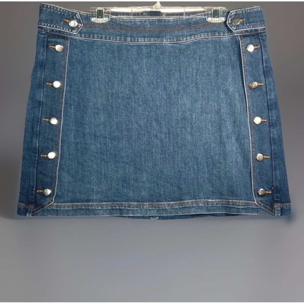 INC International Concepts Denim Mini Skirt Sz 16 Button Detail Back Zip Y2K
